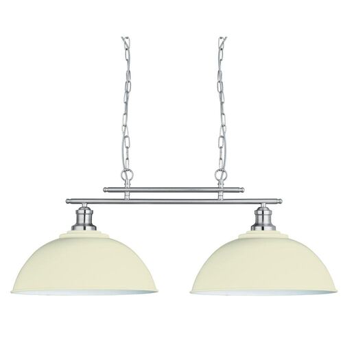 Fusion 2 Light Satin Silver Ceiling Bar & Cream Shades – Searchlight Lighting