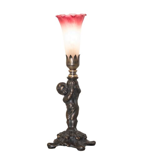 Pink/White Tiffany Pond Lily One Light Mini Lamp – Meyda Tiffany