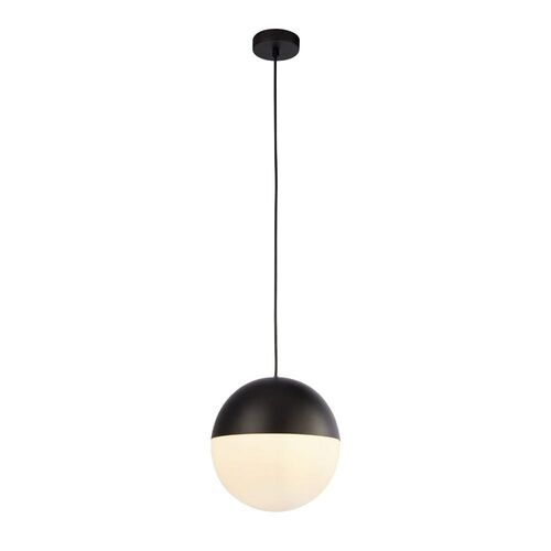 Endor 1 Light Black & Opal Glass Ceiling Pendant – 250cm – Searchlight Lighting
