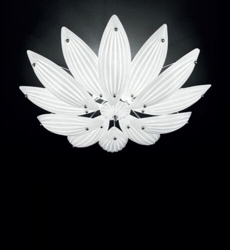 White 70S Style Gold And Silver Murano Glass Flush Ceiling Light – IDL