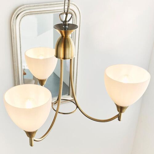 Endon Alton 3 Arm Antique Brass Pendant Ceiling Light – Endon Lighting