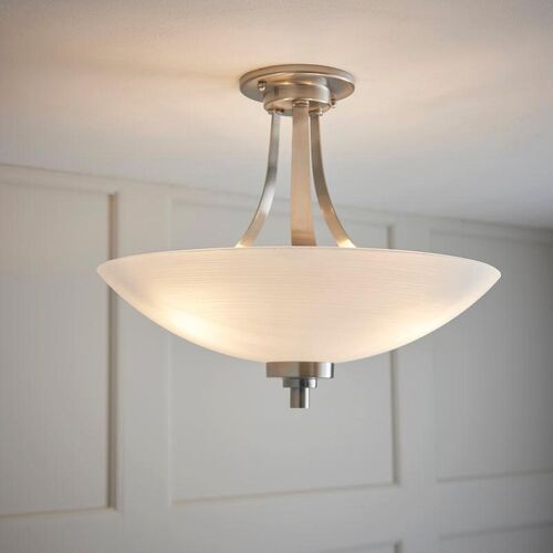 Endon Welles 3 Arm Satin Nickel Semi Flush Ceiling Light – Endon Lighting