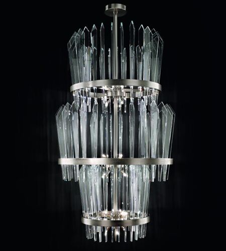 Very Large Modern Stairwell Chandelier With Clear Venetian Glass Shards – Arte Veneziana