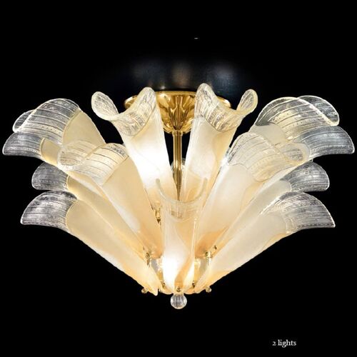 Amber White Or Pink Triple Murano Glass Ceiling Light – Patrizia Volpato Italian Lightin