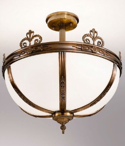 Antique Bronze And White Satin Glass Ceiling Light – Arizzi