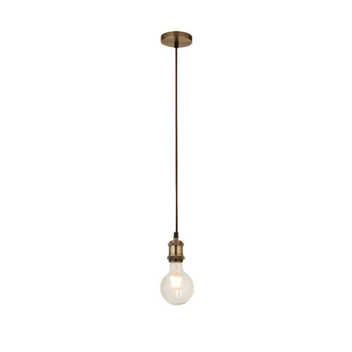 Searchlight Antique Brass 1Lt Cable Suspension With 1.5Mtr Brown Textile Cable • 7461AB – Searchlight