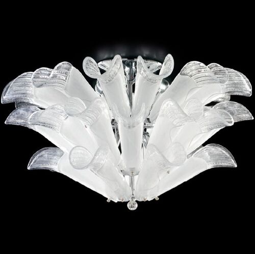 Amber White Or Pink Triple Murano Glass Ceiling Light – Patrizia Volpato Italian Lightin