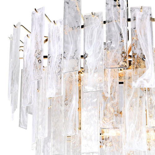 Aria 4-Tiered Chandelier with Textured Glass and Gold Finish – Shropshire Design Ltd