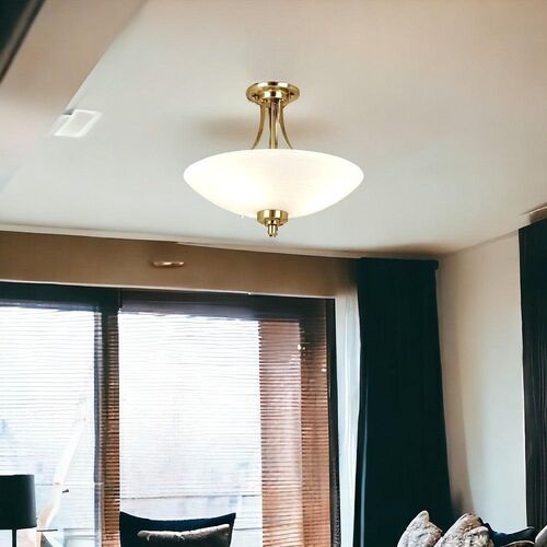 Endon Welles 3 Arm Antique Brass Semi Flush Ceiling Light – Endon Lighting