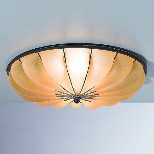 Amber Venetian Glass Flush Fitting Ceiling Light – Siru