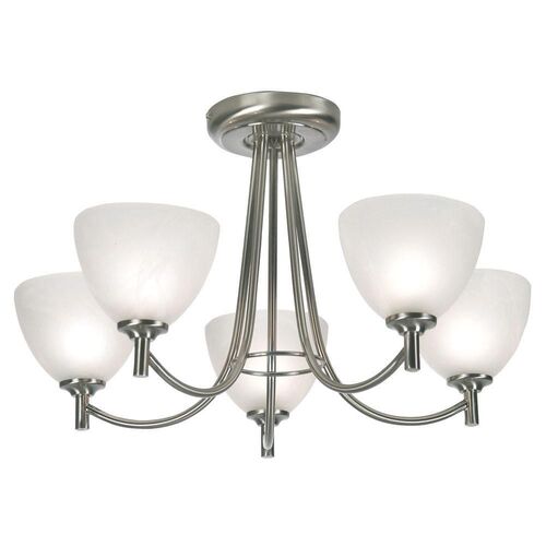 American Diner 1 Light Brass & Ribbed Glass Ceiling Flush – Searchlight Lighting