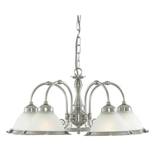 American Diner Silver & Ribbed Glass 5 Light Ceiling Pendant – Searchlight Lighting
