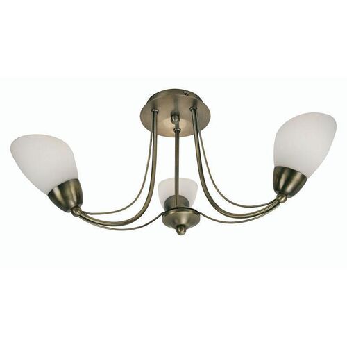 Altair 3 Light Antique Brass Semi Flush Ceiling Light – Oaks Lighting
