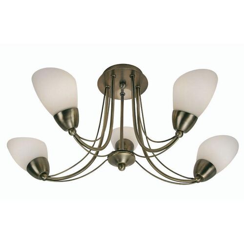 Altair 5 Light Antique Brass Semi Flush Ceiling Light – Oaks Lighting