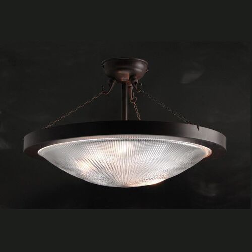 Art Deco Prismatic Dish Antique Bronze  Semi-Flush Ceiling Light 432826 – Kansa Lighting