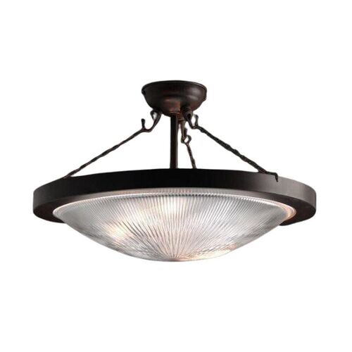 Art Deco Prismatic Dish Antique Bronze  Semi-Flush Ceiling Light 432826 – Kansa Lighting