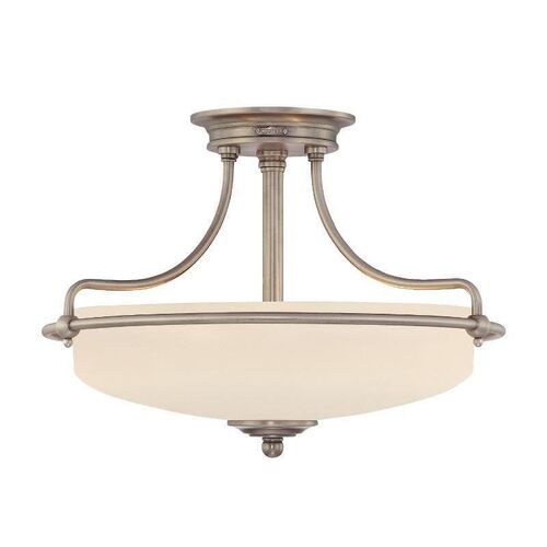 American Diner 1 Light Brass & Ribbed Glass Ceiling Flush – Searchlight Lighting
