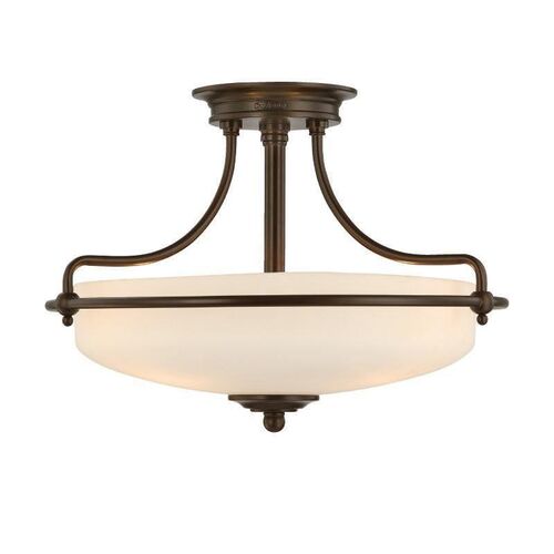 Quoizel Griffin Bronze 3 Light Art Deco Ceiling Semi Flush – Elstead Lighting