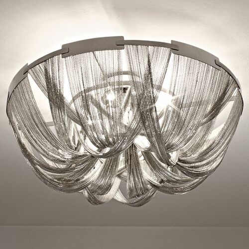 “Soscik”  Gold, Bronze, Or Nickel 100 Cm Modern Metal  Flush Ceiling Light From Terzani – Terzani