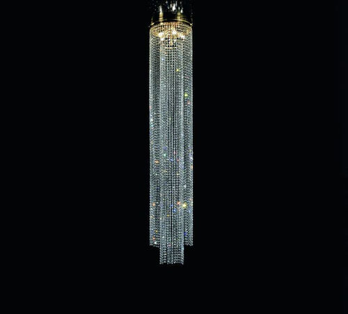 2 Metre-Tall Gold-Plated Crystal Pendant Light From Italy – Masiero