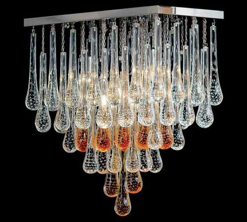 Amber And Clear Murano Glass Gocce Pendant – Il Paralume