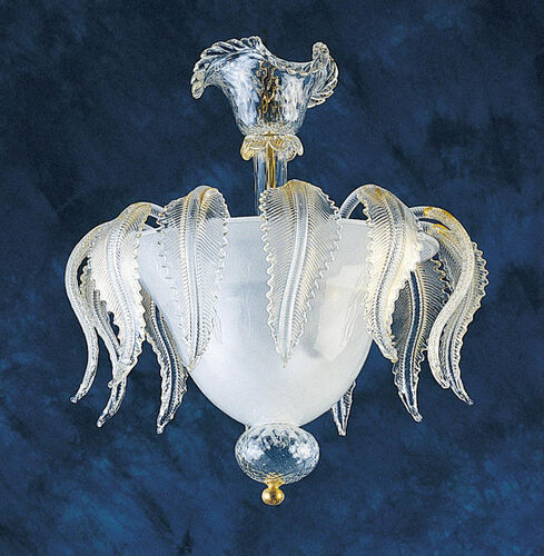 White Murano Glass Ceiling Light With Gold Accents – Zanchi