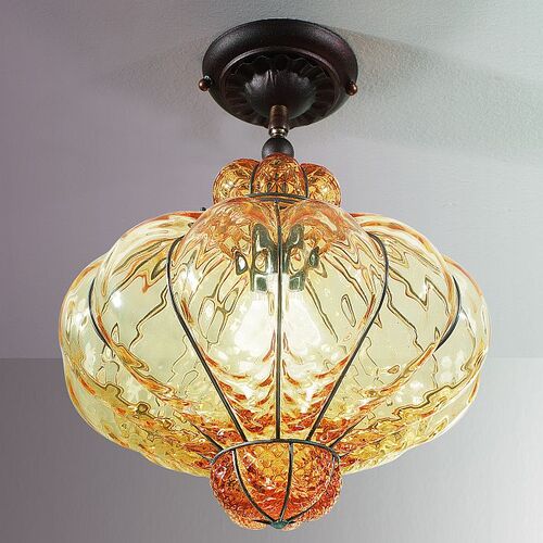 Amber Murano Glass Ceiling Light With Baloton Finish – Siru
