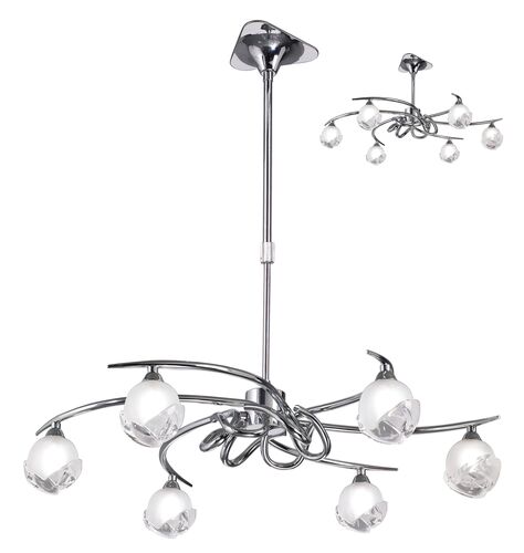 Mantra M0801 Fragma Telescopic Semi Flush Convertible 6 Light G9, Polished Chrome • M0801 – Mantra