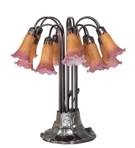 Amber/Purple Tiffany Pond Lily 12 Light Table Lamp – Meyda Tiffany