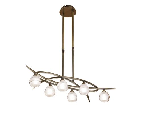 Mantra M1130 Eve Linear Pendant 2 Arm 4 Light E27, Polished Chrome With White Oval Shades • M1130 – Mantra