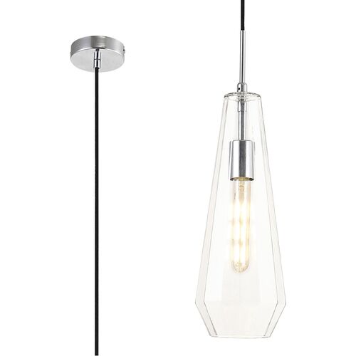 Deco Markus Single Slim Cone Pendant 1 Light Polished Chrome/Smoke Black Glass • D0108 – Deco